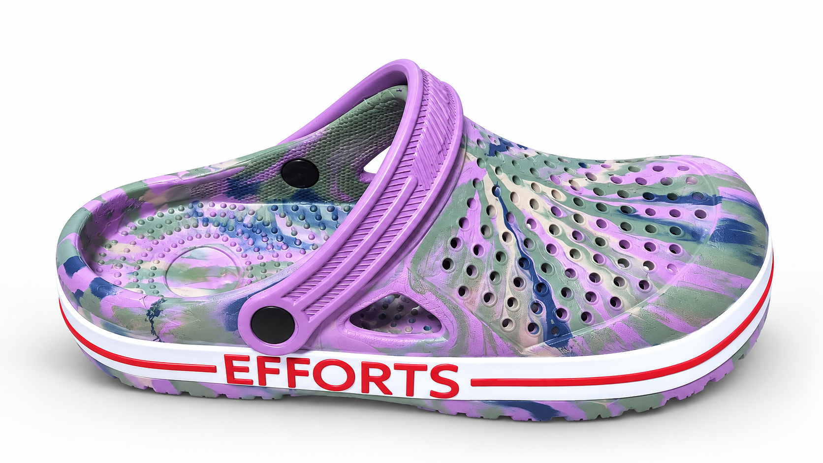 Pastel purple and mint patterned Efforts clog